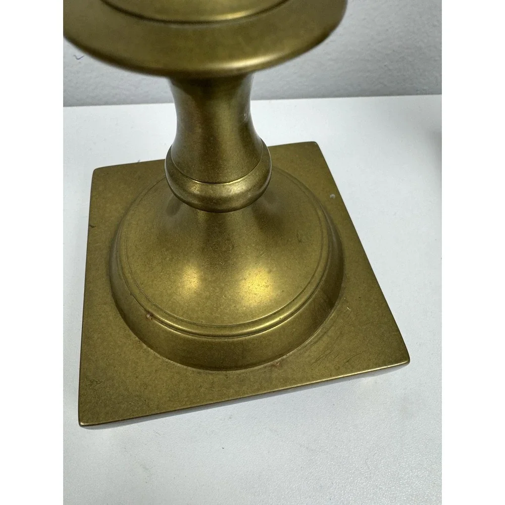 Vtg Mid Century Brass Candlesticks Pair 9.5